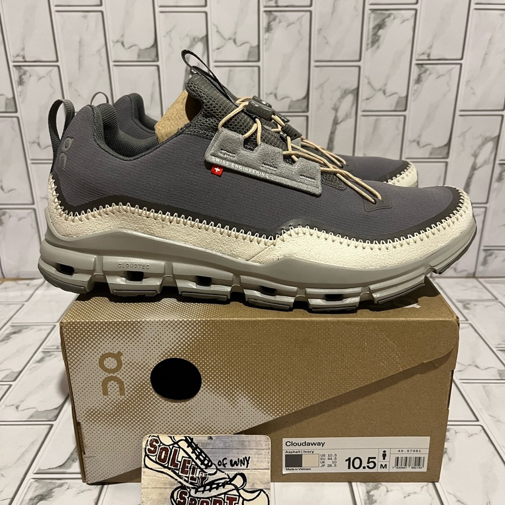 New On Cloud Cloudaway Asphalt Grey Ivory Running Shoes Walking Gym Mens 10.5